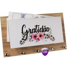 Imagem de Porta Chaves e Cartas Gratidão Floral Organizador Luxo