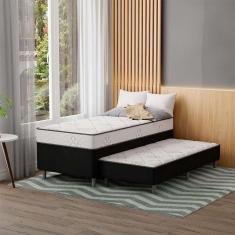 Imagem de cama box conjugada solteiro premier unibox molas ensacadas (63x88x188) com cama auxiliar preta 