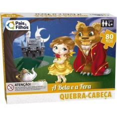 Imagem de Quebra Cabeça 80 Peças Bela E A Fera Pais E Filhos Infantil