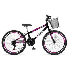 Imagem de Bicicleta Aro 24 Axtek Sport Gold V-Brake Mtb 21V Feminina, Preto, Pin