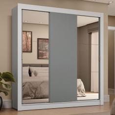 Imagem de Guarda-roupa Casal 3 Portas Correr 4 Gavetas Branco/Cinza