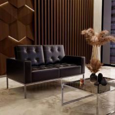 Imagem de Sofá 2 Lugares Isis Revestimento Sintético Preto - Modern