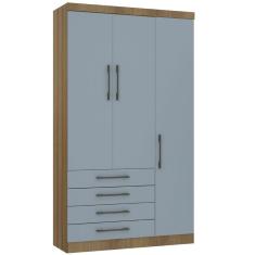 Imagem de Guarda Roupa Modulado 132cm 3 Portas E 4 Gavetas Paris Luciane Móveis Avelã Pf Com Grey Sky Pf