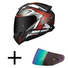 Imagem de Capacete Norisk Razor Sharp Preto Cinza e Vermelho Mais Viseira Camale