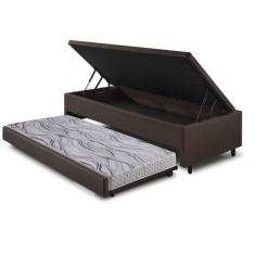 Imagem de Bicama Box Baú Solteiro 88x188 Revestimento Linho Marrom - Cama inHous