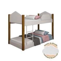Imagem de Bicama De Criança Infantil Juvenil Montessoriana Luiza Branco E Amêndo