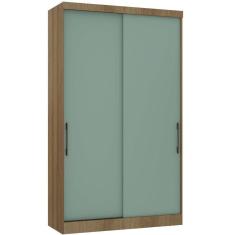 Imagem de Guarda Roupa Modulado 134,50cm 2 Portas De Correr Paris Luciane Móveis Avelã Pf Com Verde Pf