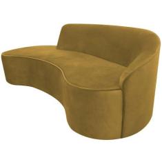 Imagem de Sofá Curvo 03 Lugares 180cm Eron Braço Esquerdo Veludo Amarelo - Nexta