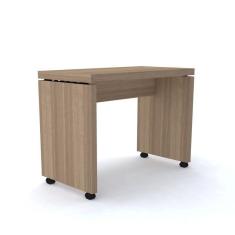 Imagem de Mesa Aparador 90 X 50 Cm Pé Painel Com Rodízio Pe50 Em Mdp Noce Naturalle Detalhe Preto