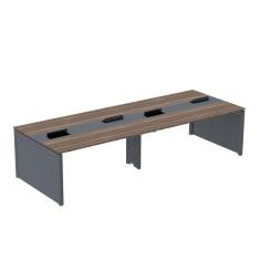 Imagem de Mesa de Plataforma Dupla para 4 Pessoas Corporativa 120x140/4p Walnut/Grafito