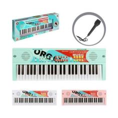 Imagem de Piano Teclado Infantil Microfone Karaoke C/fonte Elétrica - Dm Brasil 