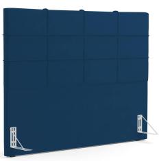 Imagem de Cabeceira Cama Box Casal King 195 cm Roma W01 Suede Azul Marinho - Lyam