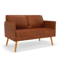 Imagem de Namoradeira 02 Lugares Mari Corano Pés Palito Castanho Nozes