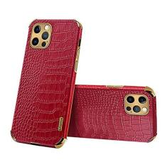 Imagem de Capa de couro com textura de crocodilo para iphone 12 pro max mini 13 11 pro max x xr xs max 13 mini capas de couro pu de luxo shell, vermelho, para iphone xr