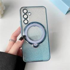 Imagem de Para samsung galaxy s24 s23 s22 plus ultra a54 a34 s20 fe caso glitter papel jam chapeamento ímã macio carga suporte capa, azul, para galaxy s24