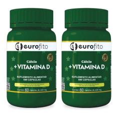 Imagem de Kit Cálcio + Vitamína D Eurofito 2 Potes 60 Cápsulas Cada