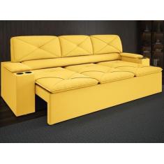 Imagem de Sofá Com Porta Copos Retrátil E Reclinável Pop 2,05M Velosuede Canario