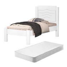 Imagem de Cama Solteiro Jade Branco com Colchão - CasaH