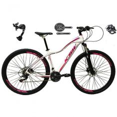 Imagem de Bicicleta Aro 29 Ksw Mwza Feminina Shimano Alívio E Altus 27v F/hidráulico Garfo Trava - Branco/pink/violeta Tam.15