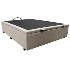 Imagem de Base Box Baú para Cama Viúva 128x188cm Liz S05 Suede Bordado Bege - Mp