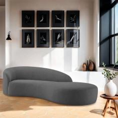 Imagem de Divã Recamier Orgânico França 140cm Lado Direito Linho - Amarena Moveis Cor Cinza Escuro