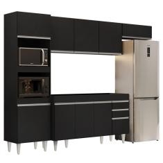 Imagem de Armário De Cozinha Modulada 4 Peças Cp10 Balcão Sem Tampo Preto - Lumil