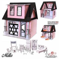 Imagem de Kit Casa Boneca Escala Barbie Garagem Milla Prince 18 Mov Pb - Indústr