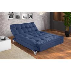 Imagem de Sofá Cama Versátil Pés de Alumínio Espuma D33 - Império Estofados, Azu