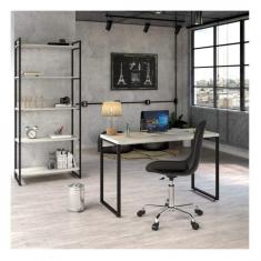 Imagem de Conjunto Home Office com Mesa para Escritório 120cm e Estante Multiuso Kuadra Espresso Móveis