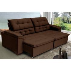 Imagem de Sofá Arezzo Mola Espiral 2,44 Mts Velusoft Marrom - Sofá Casa