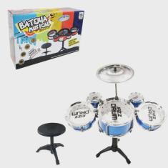 Imagem de Mini bateria musical infantil 5 tambores + 1 banquinho