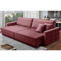 Imagem de Sofá Retrátil E Reclinável 2,10M Karina Veludo Rose Madelina Decor