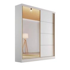 Imagem de Guarda-Roupa Solteiro Espelho 1,80M 100%Mdf - Veneza-Branco - Bianchi