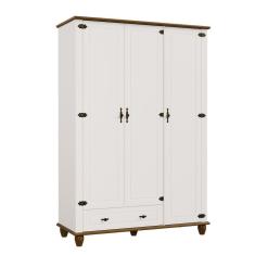 Imagem de Guarda-roupas Retrô 3p 1g Off White-nogueira Roupeiro Solteiro Ou Infantil