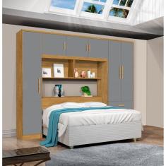 Imagem de Guarda Roupa Modulado Casal 6 Portas 3 Gavetas Top Cancun Marrom/Cinza