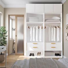 Imagem de Guarda-roupa Modulado 4 Peças 4 Portas Jade Cabecasa Madeiramadeira Branco Fosco
