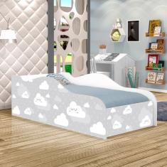 Imagem de Cama Fun Nuvens Cinza Solteiro Com Colchão