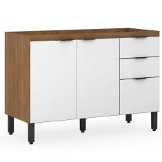 Imagem de Balcão De Cozinha 3 Portas 120Cm Amêndola Touch Branco