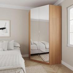 Imagem de Guarda Roupa de Canto Closet com 6 Prateleiras e Portas de Espelho Modular Hera Cabecasa Madeiramade Louro