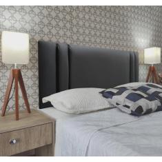 Imagem de Cabeceira Casal 140 Cama Box Double Siena Preto Corano Painel rbl