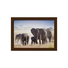 Imagem de Quadro para Sala Foto Safari Elefante Moldura Marrom 22x32cm