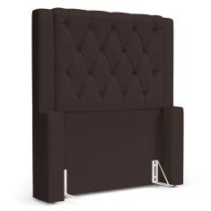 Imagem de Cabeceira Cama Box Solteiro Atena 110cm Capitonê com Frame Suede Marrom - Desk Design