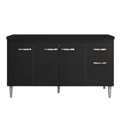 Imagem de Balcão Gabinete Para Pia Com Tampo 150cm 4 Portas E 1 Gaveta Gabriela Preto - Ajl Móveis