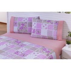 Imagem de Jogo Lençol 4 Peças Cama Viúva(1,88m x 1,28m x 30alt ) Percal 180 Fios Estampado Rose