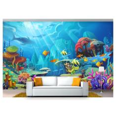 Imagem de Papel De Parede Vida Marinha Baleias Peixes 3D Fm102