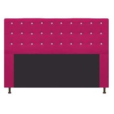 Imagem de Cabeceira Estofada Dama com Strass 160 cm para Cama Box Queen Suede Pink para Quarto - AM Decor