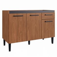 Imagem de Balcão de Cozinha para Pia Giovanna 3 Portas 1 Gaveta Freijó/Preto - Irm Móveis