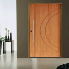 Imagem de Kit Porta de Madeira Pivotante 210x120cm Batente 14cm Fechadura 803 Rolete Externa Concept 10 Hale Esquadrias Imbuia