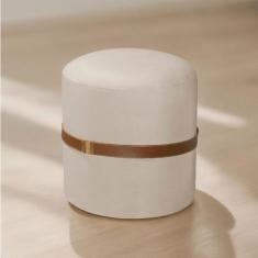 Imagem de Banqueta Puff Recepção com Cinta de Couro Moderna s/ Pés - TB ECOMMERC