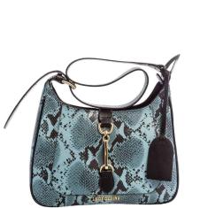 Imagem de Bolsa Shoulder Leopoldine Azul em Couro Legítimo-Feminino